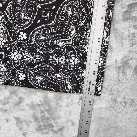 Apt 9 Pants Womens L Black White Floral Pull On Ruched Waist Wide Crop Palazzo - Picture 8 of 10
